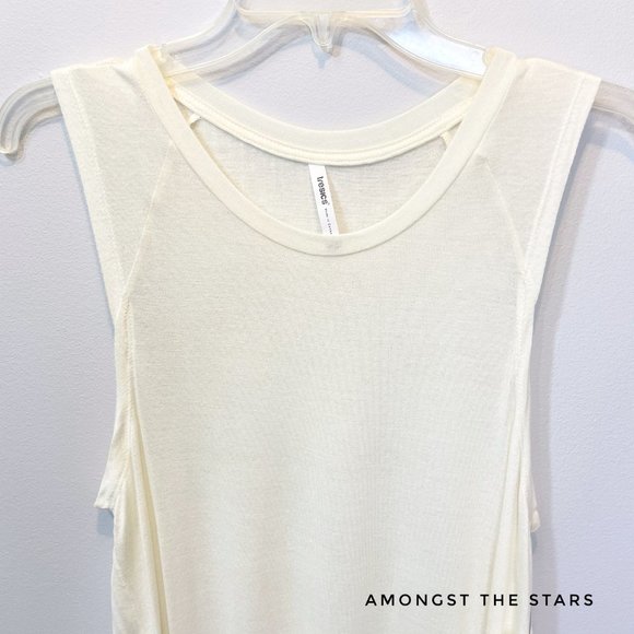Tresics Cream Deep Armholes Muscle Tunic Tank Top - Picture 2 of 5